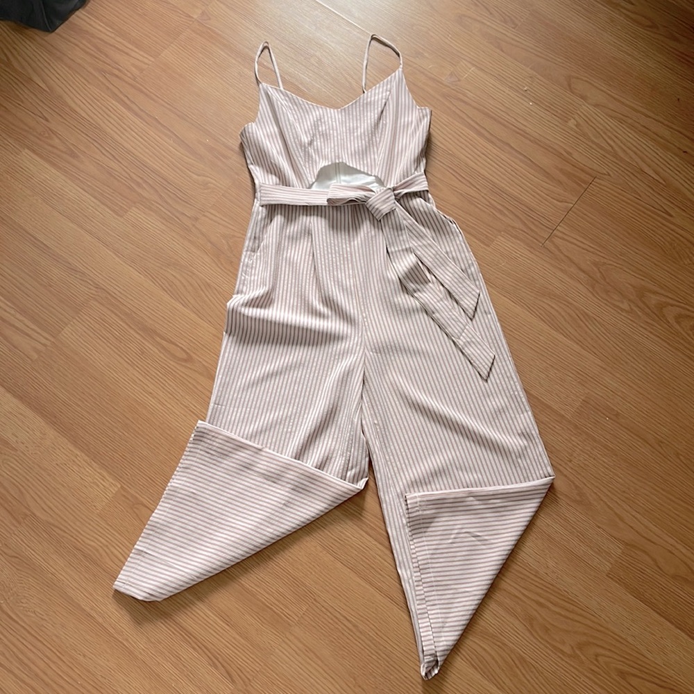 Pink pin stripe jumpsuit